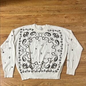 Minnie Rose Black and Cream Patterned Crewneck Sweater